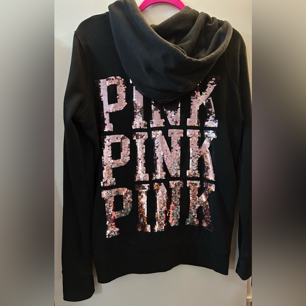Rare vintage Y2K bling pink sequin zip up hoodie